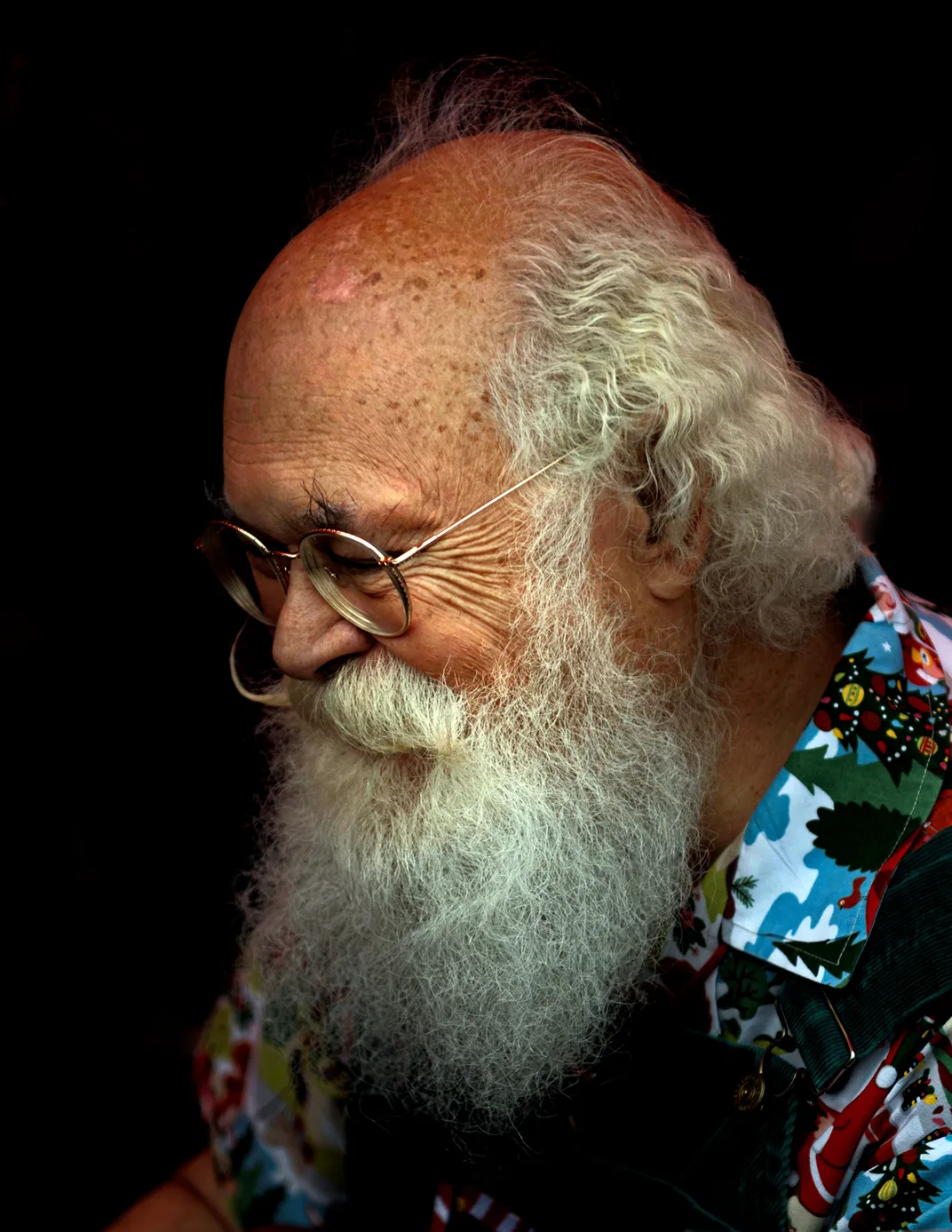 A Santa Claus in a Hawaiian shirt