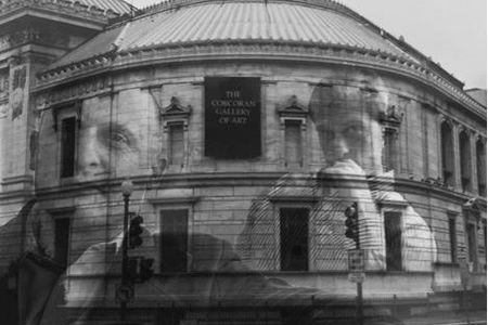 Untitled, 2016, Jack Ludden. Digital photomontage of Self-portrait, 2014 (left), Self-portrait, 1989 (right), and the Corcoran Gallery of Art, 1989