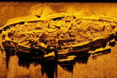 The suspected Confederate blockade runner found near the mouth of the Cape Fear River