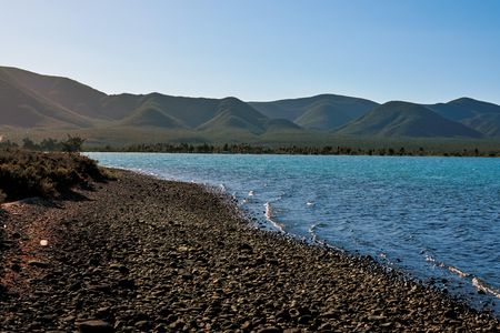 A view of the Sea of Cortez from an unnamed barrier island in Baja California.