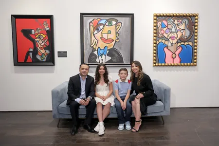 Young artist Andres Valencia and his family at the opening of &ldquo;No Rules,&rdquo; his solo exhibition at New York&rsquo;s Chase Contemporary gallery