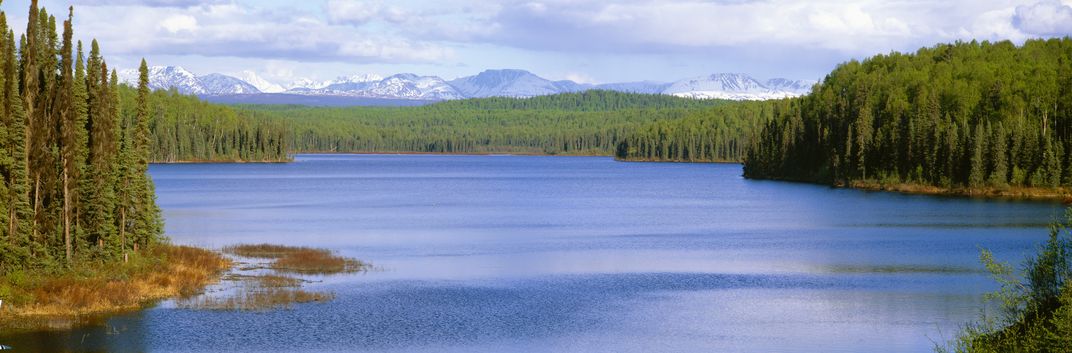 Talkeetna Lake with mountains in the distance