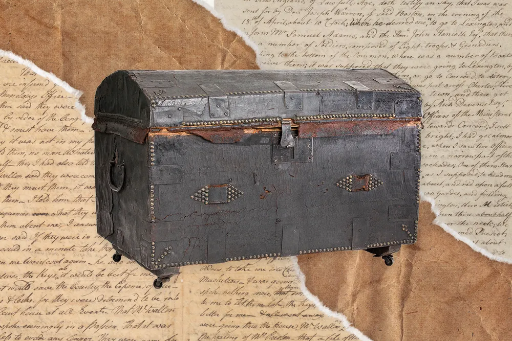 An illustration of a trunk of patriot documents saved by Paul Revere