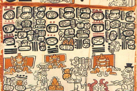 This page from the Madrid Codex depicts the Maya honey harvest.