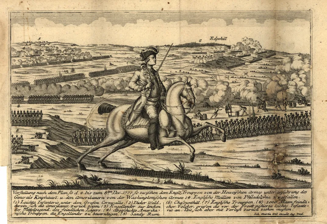 View from the British side at the Battle of White Marsh in December 1777