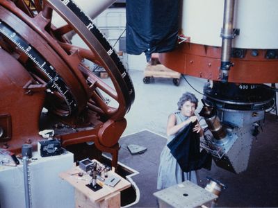 Vera Rubin makes observations through the Flagstaff Telescope.
