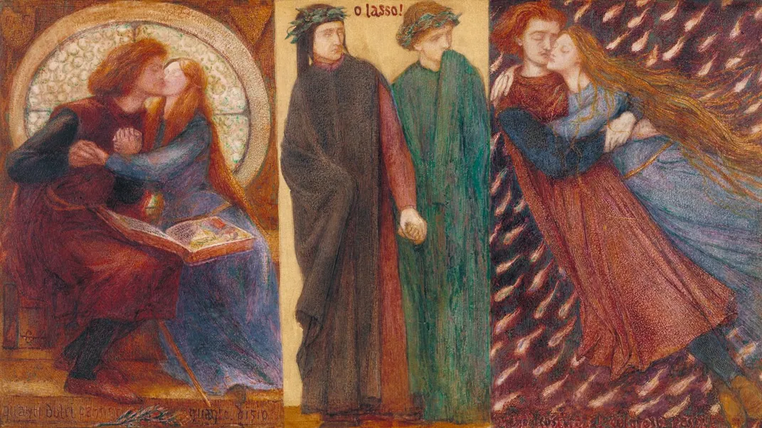 Dante Gabriel Rossetti, Paolo and Francesca da Rimini, 1855