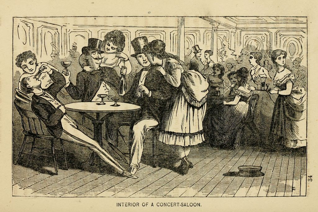 Illustration of the interior of a concert-saloon