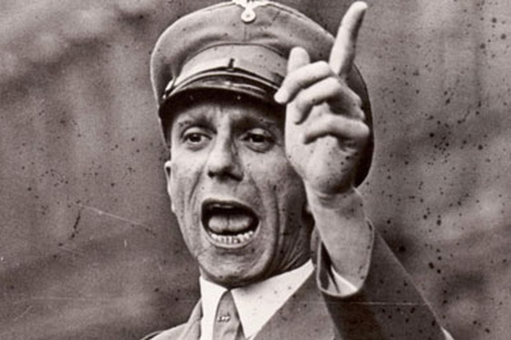 Nazi propaganda minister Joseph Goebbels makes a point.