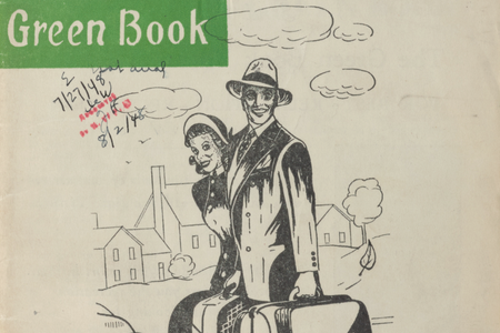 Detail from the cover of the 1948 Green Book, a guidebook for black travelers.