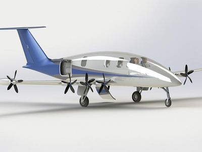 NASA concept art for a thin-haul commuter airplane.
