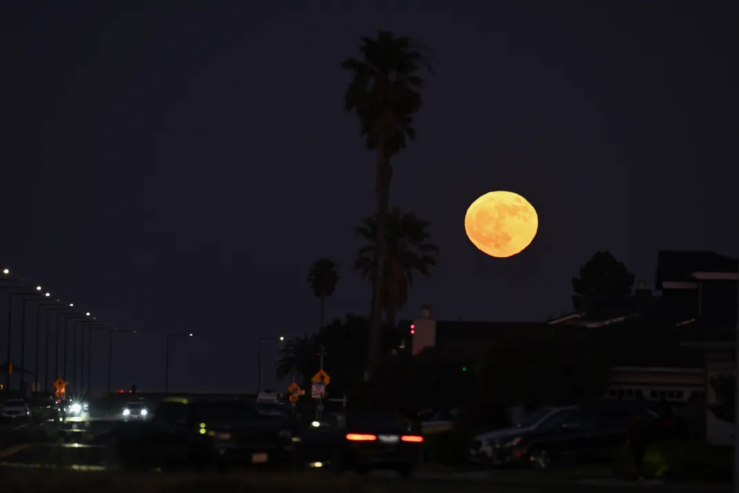 Strawberry moon rises in Foster City, California, United States on June 29, 2026.