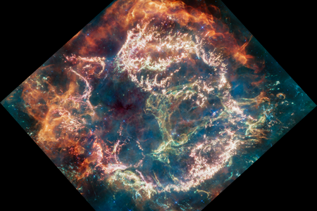 The supernova Cassiopeia A, as imaged by the James Webb Space Telescope&#39;s Mid-Infrared Instrument (MIRI)