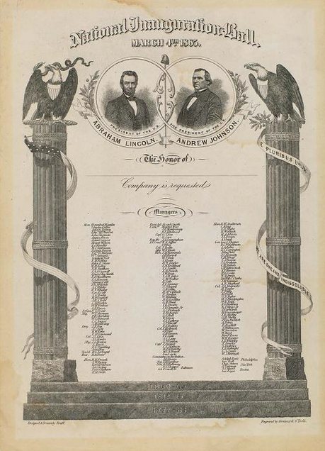 J Goldsborough Bruff created this invitation for Lincoln’s second inaugural ball.