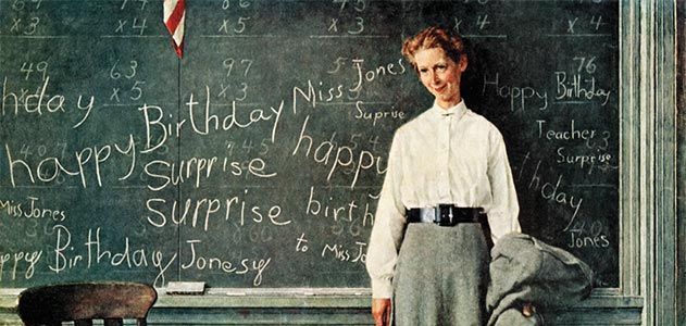 Norman Rockwell Happy Birthday Miss Jones