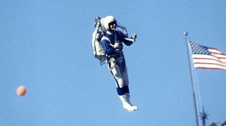 Jetpack pilot at Super Bowl I in 1967