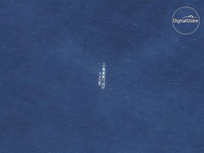 Two vessels rendezvous off the coast of Argentina in a likely transshipment.