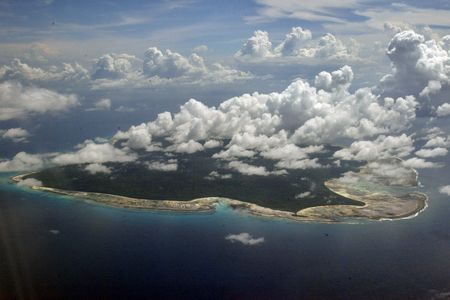 An aerial shot of North Sentinel Island