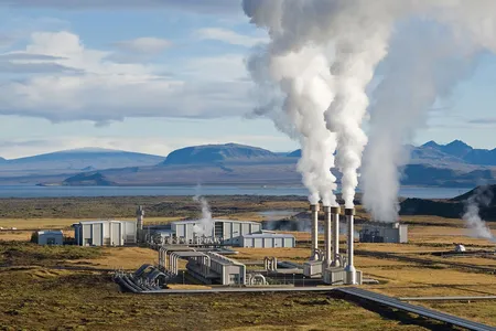 The Nesjavellir Geothermal Power Station. Geothermal power has long been popular in volcanic countries like Iceland, where hot water bubbles from the ground.