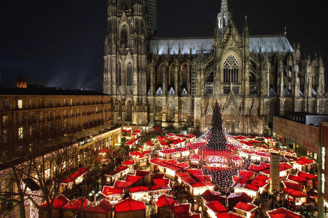 Cologne's Christmas market, at the foot of the Cologne cathedral
