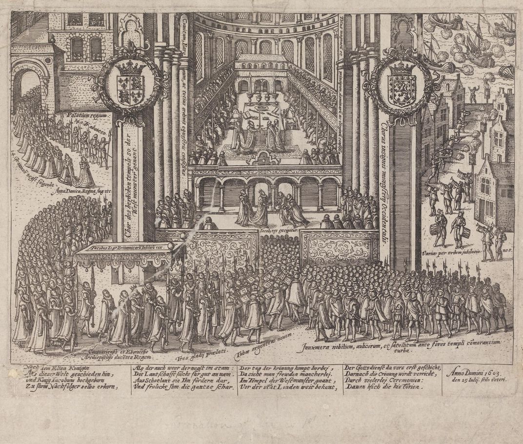 A depiction of James I's coronation in 1603