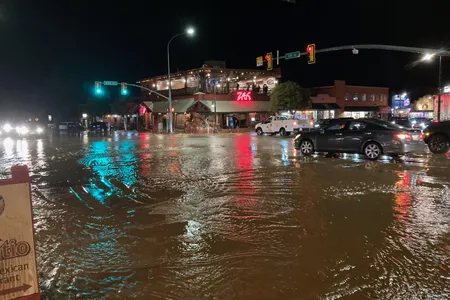 A flash flood in Moab, Utah outside Arches National Park.&nbsp;