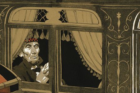 Lincoln sat at the back of the train in disguise to escape his assassins.