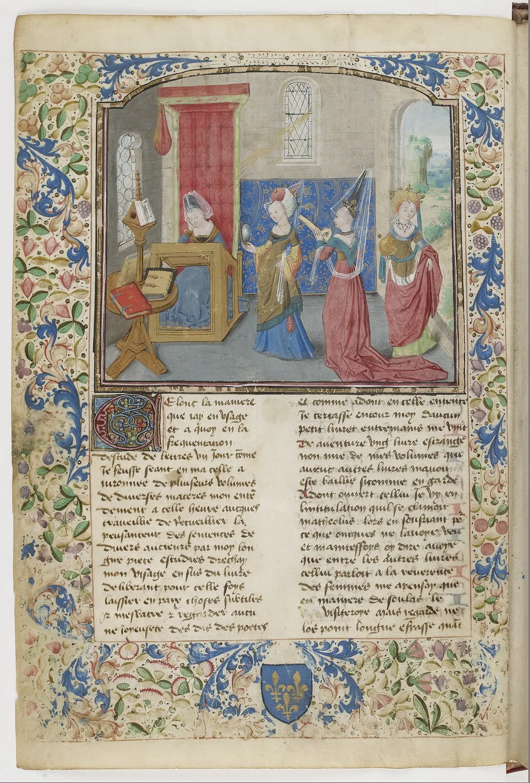 Page from an illuminated manuscript by Italian writer Christine de Pizan