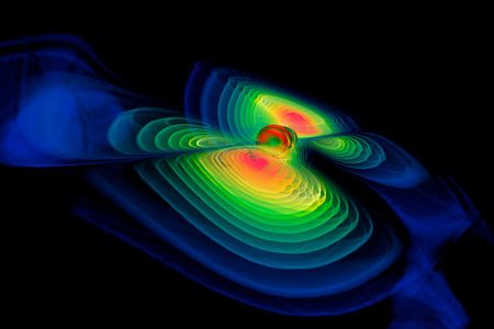 Powerful events, like colliding black holes, produce waves in space-time.
