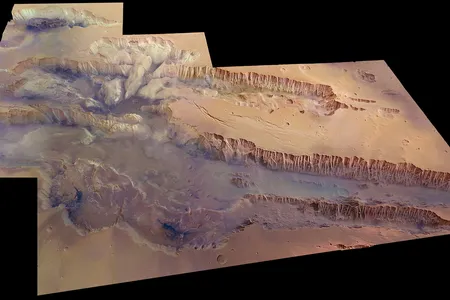 A region within Mars's Valles Marineris (pictured) called the Candor Chaos&nbsp;had a large amount of hydrogen about a meter below the surface.