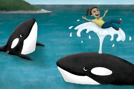 A whale with water gushing out of its blowhole would not be smiling. It would be drowning.