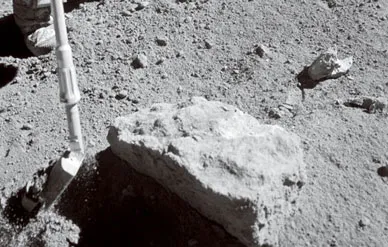The powdery lunar soil was great for making footprints, but was a problem for astronauts like Charlie Duke, shown here during the Apollo 16 mission in 1972. It got in their eyes and throats, and clung stubbornly to every surface.