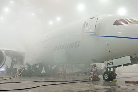 The 787 composite airframe has been subjected to extreme temperatures ranging from –65 to 165 degrees Fahrenheit (at Eglin Air Force Base.)