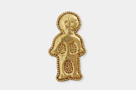 A golden figure from the 7th century found at the Avar cemetery&nbsp;in R&aacute;k&oacute;czifalva, Hungary