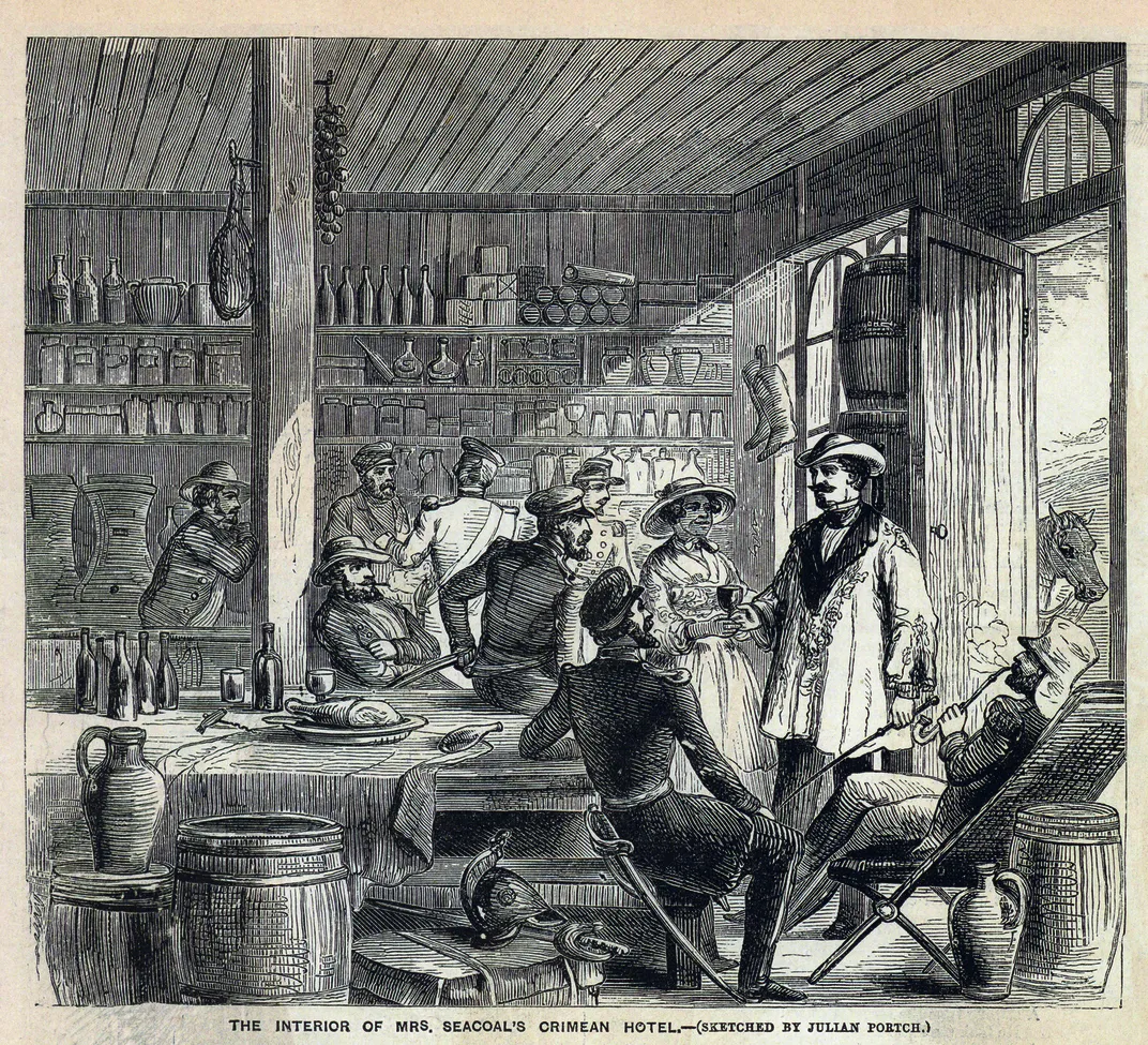 The only known image of Mary Seacole's storehouse; created by artist Julian Portch for the Illustrated Times and published in September 1855