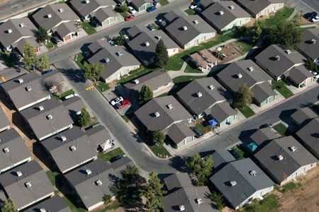 Suburban single-family homes in Fresno, California. 