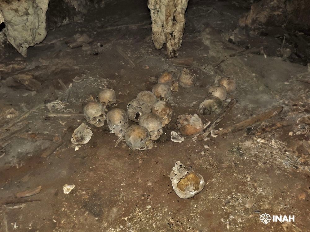 Skulls found in a cave in Mexico in 2012