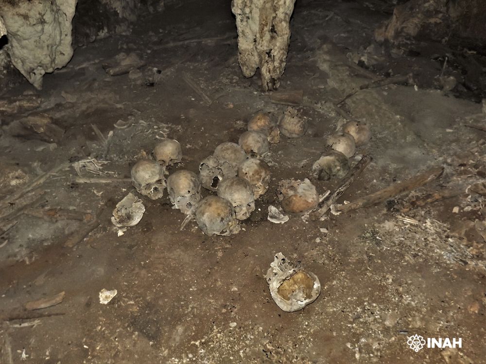 Skulls found in a cave in Mexico in 2012