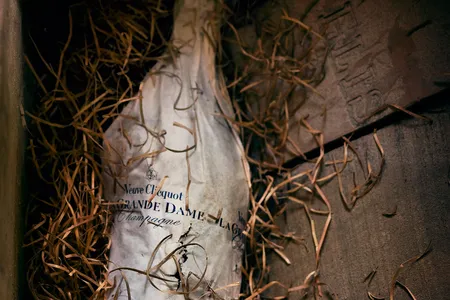 A modern-day bottle of Veuve Clicquot "Grand Dame" champagne.