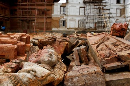 Debris still litters Durbar Square in Kathmandu, seen in June 2015.
