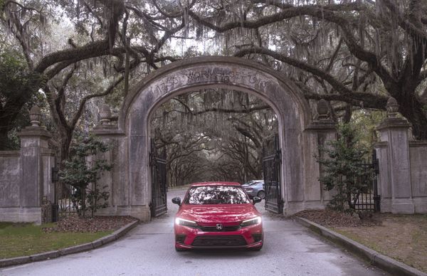 Red Car Under the Savannah Moss thumbnail