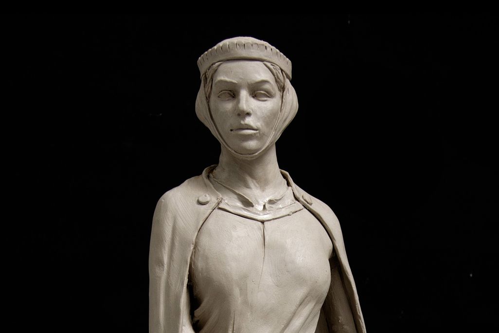 Close-up view of the new statue of Licoricia of Winchester