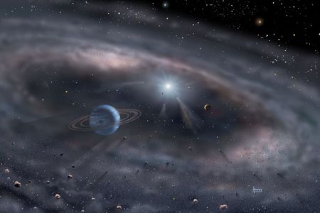 Planets forming around a young star (artist’s vision)