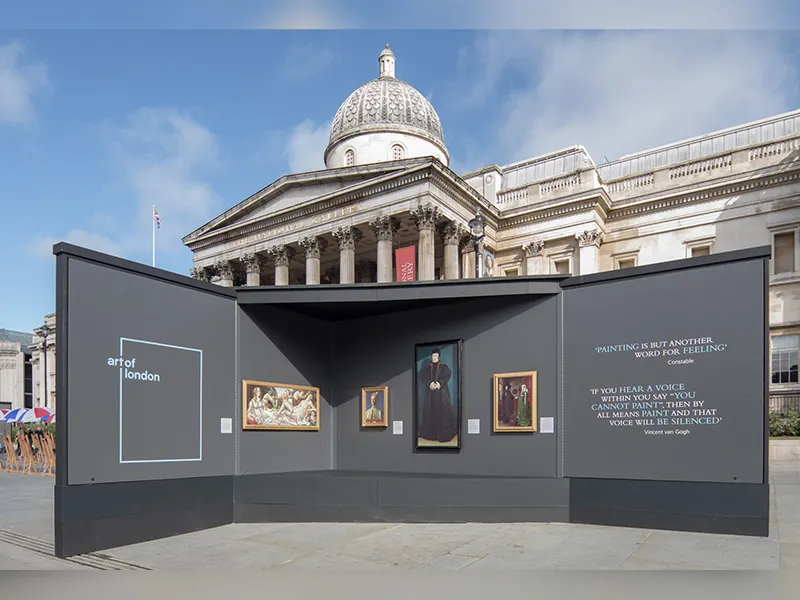 View of the pop-up exhibition in London's Trafalgar Square
