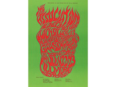 One of a series of psychedelic concert posters done by artist Wes Wilson between 1966 and 1968 for concert promoter Bill Graham of San Francisco’s Fillmore Auditorium