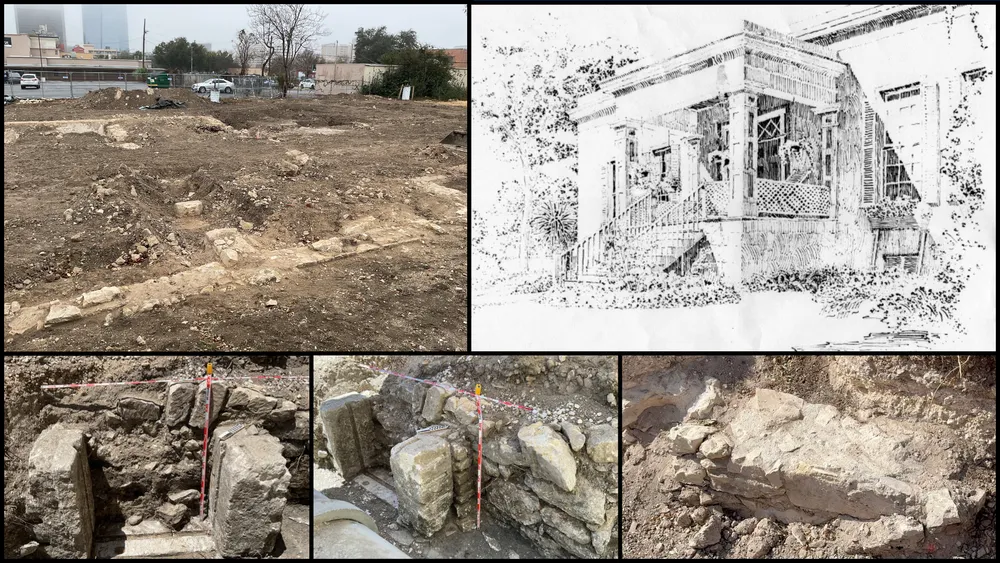 A collage showing historic structres