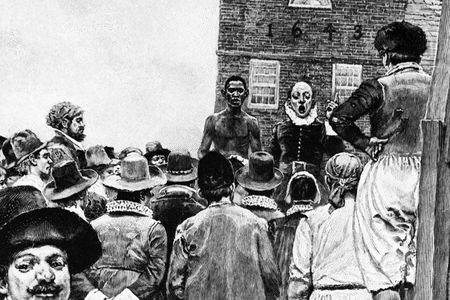 Illustration of the New York slave market.