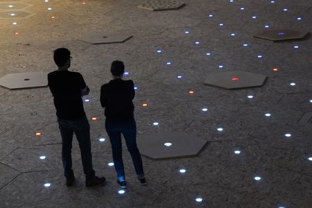 A proposed street of the future could be made of hexagonal blocks containing lights. 