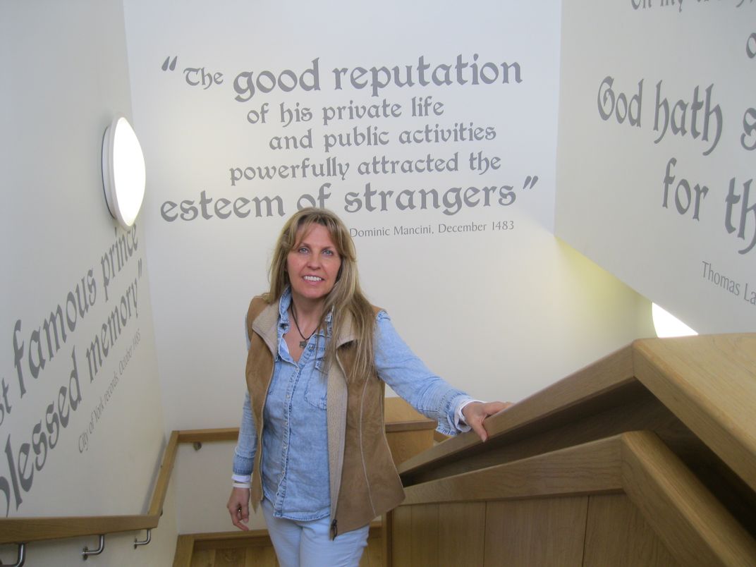 Philippa Langley at the King Richard III Visitor Center in Leicester, England