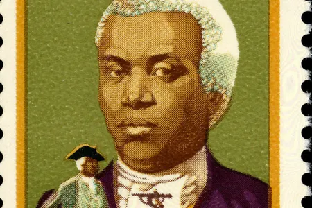 Benjamin Banneker as portrayed on a stamp released in 1980 as part of a Black Heritage series.